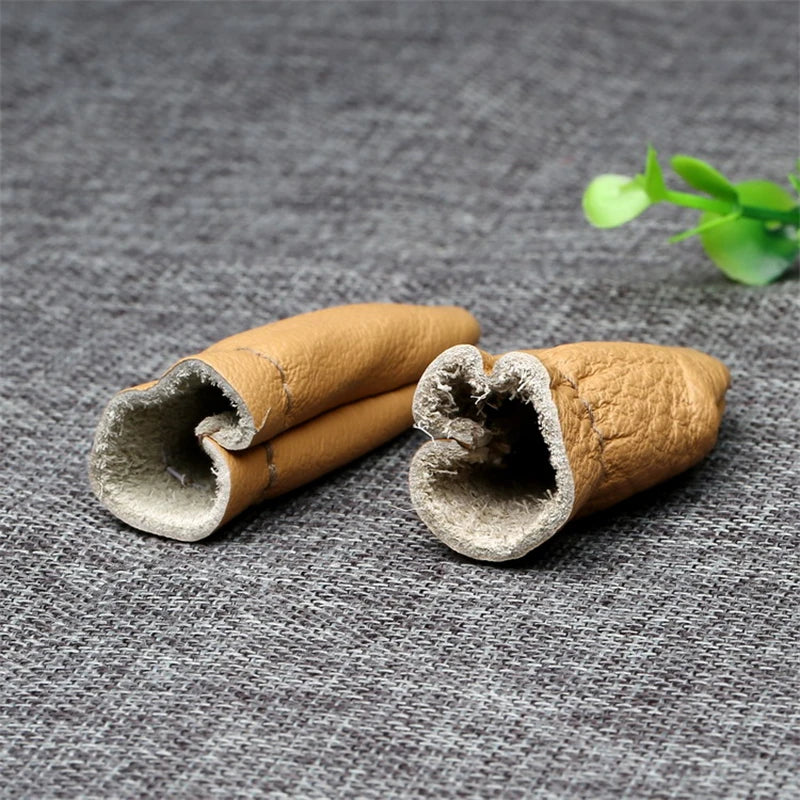 10Pcs Leather Thimble,Thumb&Forefinger Protector Sleeve Needle Felting Guard Finger Sleeve for Sewing Embroidery Needlework Tool