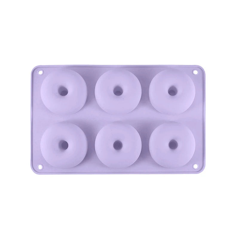 6 Donut Cake Silicone Molds Kitchen Baking Cookie Mold High Temperature Resistant Baking Tray Donut Making Mold Cake Accessories