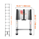 VEVOR Telescoping Ladder Stainless Steel Extension Multi-Button Retraction Collapsible Ladders 375LBS Capacity & Non-Slip Feet