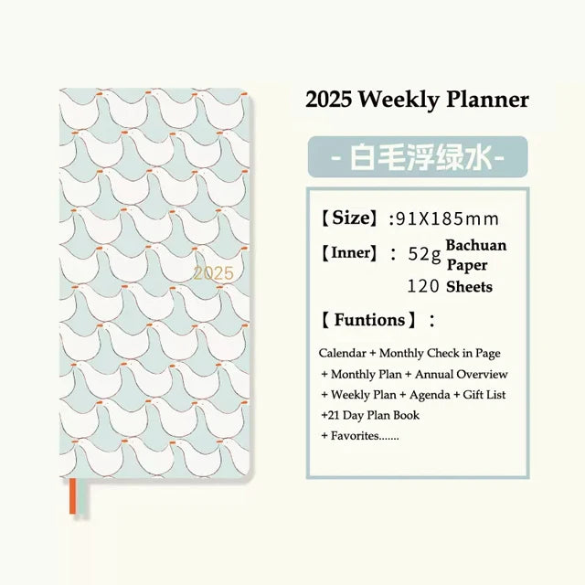 Kinbor 2025 Weekly Planner Week Daily Agenda Journal Notebook Hard Cover Calendar Monthly Schedule To Do List Time Organizer