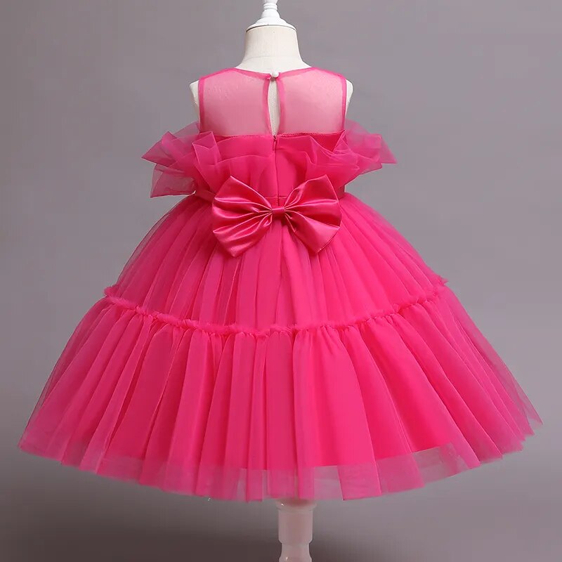 Baby Dress Girl 1st Birthday Dress For Baby Girl Dress Bowknot Princess Dresses Flower Girls Wedding Party Pink Dress