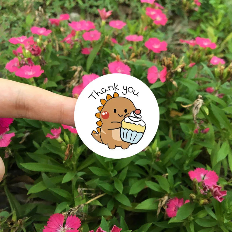 50/100/500pcs 1 Inch Thank You Stickers Cartoon Dinosaur Labels for Packaging Baking Labels Gifts Seal Decor Children's Stickers