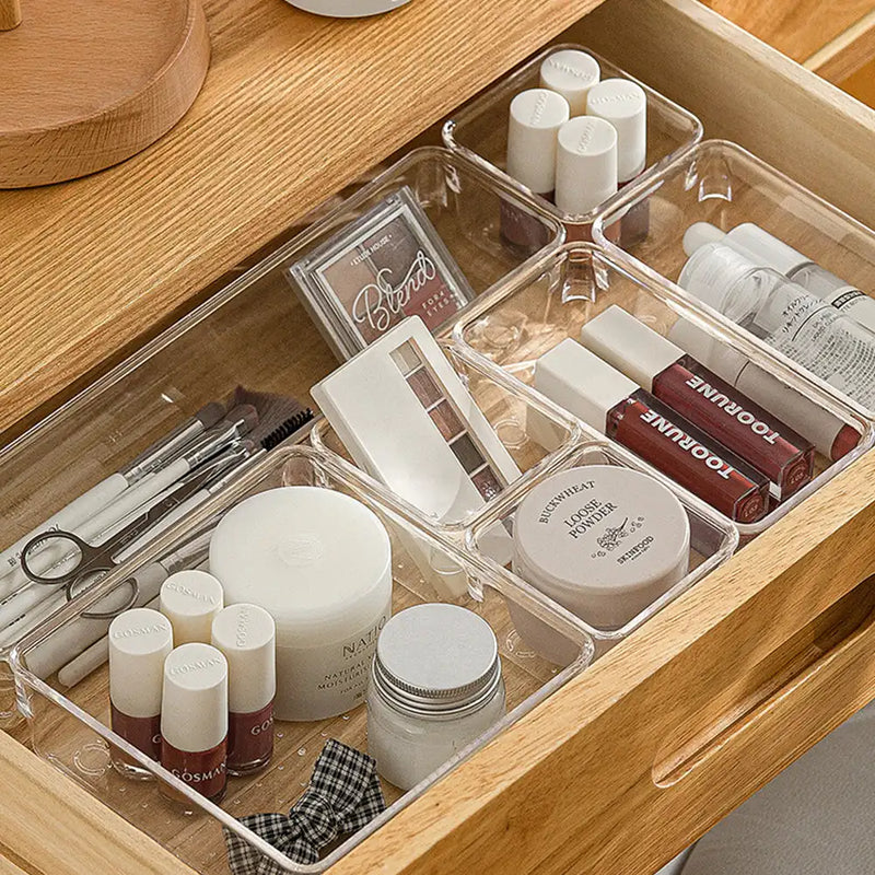 Transparent Drawer Box Cosmetic Cabinet Anti-Scratch Drawer Organizer Office Desk Storage Box Shelf Divider Drawer Storage Box
