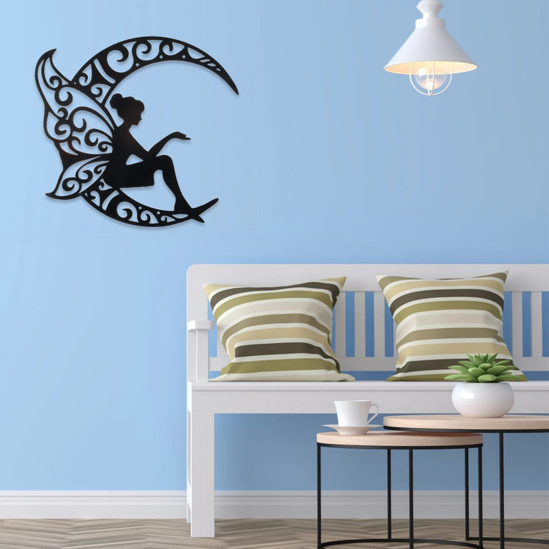 Iron Art Silhouette Deco Fairy painting Wall Ornament for Home Bedroom Corridor Wall Sticker Background Wall Romantic Hangings