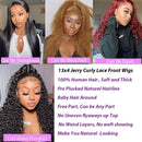 200% Kinky Curly 13x4 Lace Frontal Wig 32 34 36Inch Transparent Water Wave Lace Front Human Hair Wigs For Women 4x4 Lace Wig