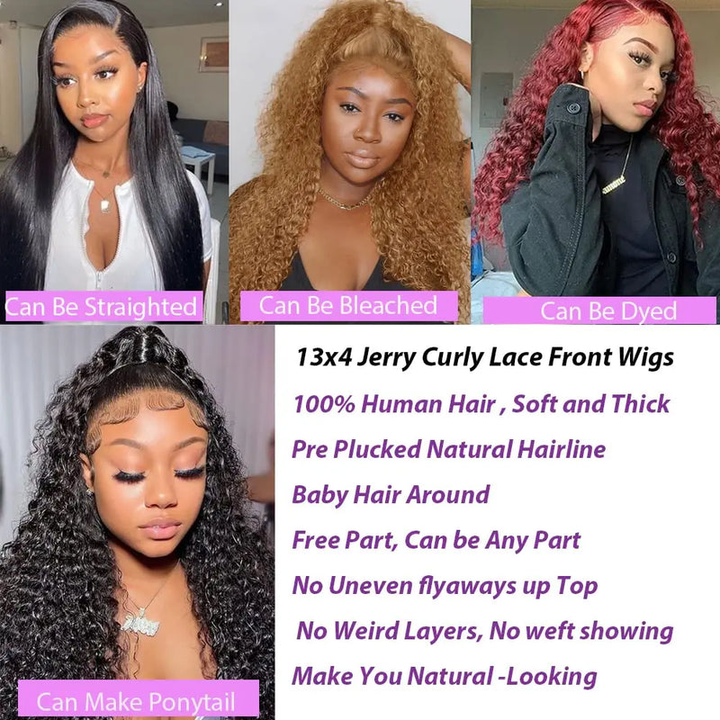 200% Kinky Curly 13x4 Lace Frontal Wig 32 34 36Inch Transparent Water Wave Lace Front Human Hair Wigs For Women 4x4 Lace Wig