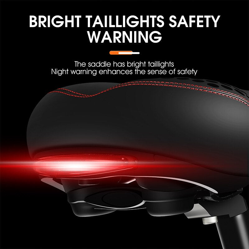 WEST BIKING Bicycle Saddle with Tail Light Thicken Widen MTB Bike Saddles Soft Comfortable Bike Hollow Cycling Bicycle Saddle