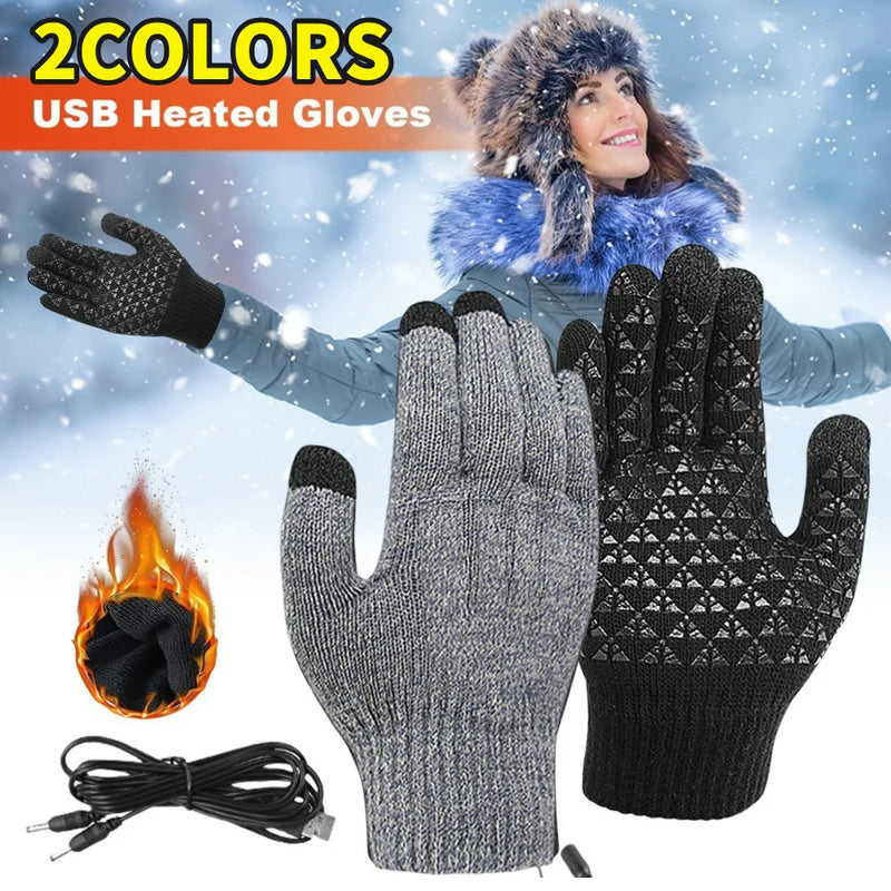Electric Heated Gloves Winter Gloves Motorcycle Bicycle Snowboard Thermal Windproof Gloves Warm Touch Screen Full Finger Gloves