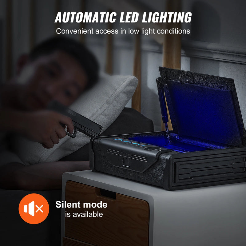 SucceBuy Gun Safe Q235 Steel Pistol Safe 3-Way Quick Access Firearm Case Gun Box Advanced Biometric Technology Travel Gun Safe