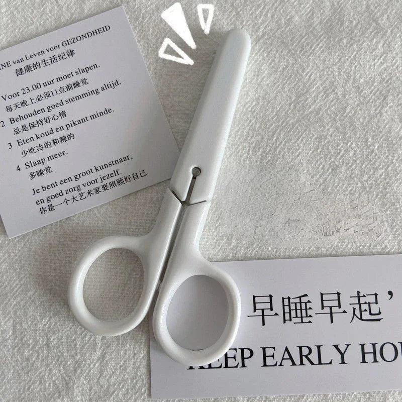 Simplicity Scissors Mini Creative Korean White Solid Color Stainless Steel Stationery Scissors Small Lovely Student Scissors