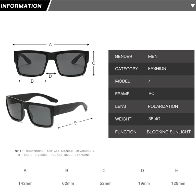 Cyrus Design Men Polarized Sunglasses  Sports Eyewear Square Sun Glasses  Fashion Women Shades Mirror Black Eyeglasses UV400