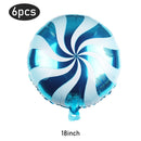 6Pcs Christmas Candy Cane Foil Balloons Round Windmill Lollipops Candy Helium Foil Balloons for Xmas Wedding Birthday Decoration