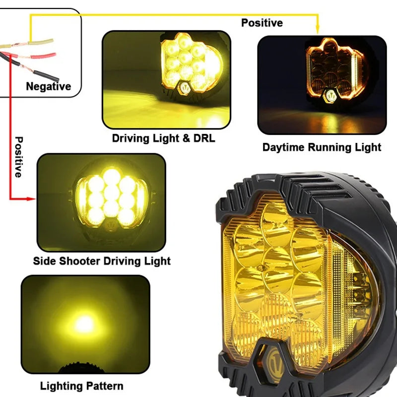 ZK20 LED fog driving light 7 inch 90w 3000K 4300K yellow off road spot light 4x4 SUV