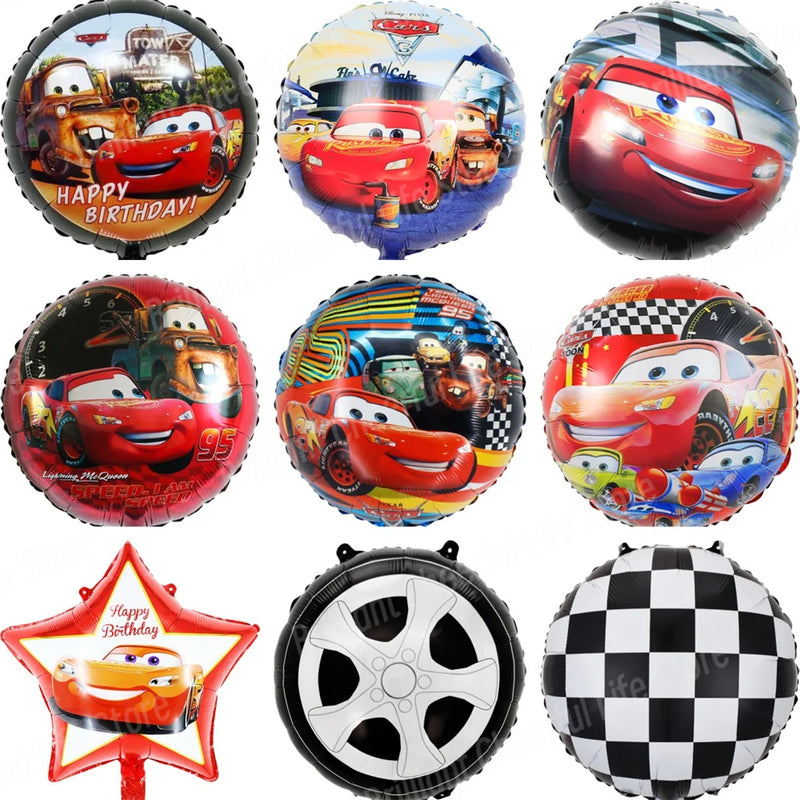 Disney Lightning McQueen Foil Balloons Set,Cars Birthday Decorations, Baby Shower, Race Car, Party Supplies, Gifts, 18Inch, 6Pcs