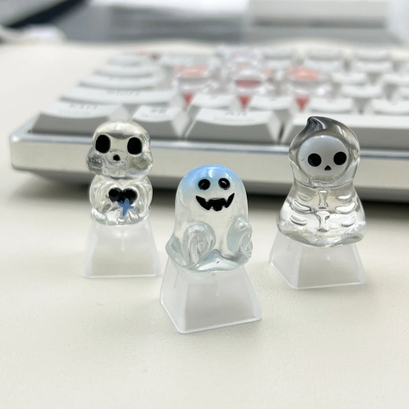 1Pcs Cute Halloween Skeleton Ghost Key caps Cross Axis Mechanical Keyboard Accessories