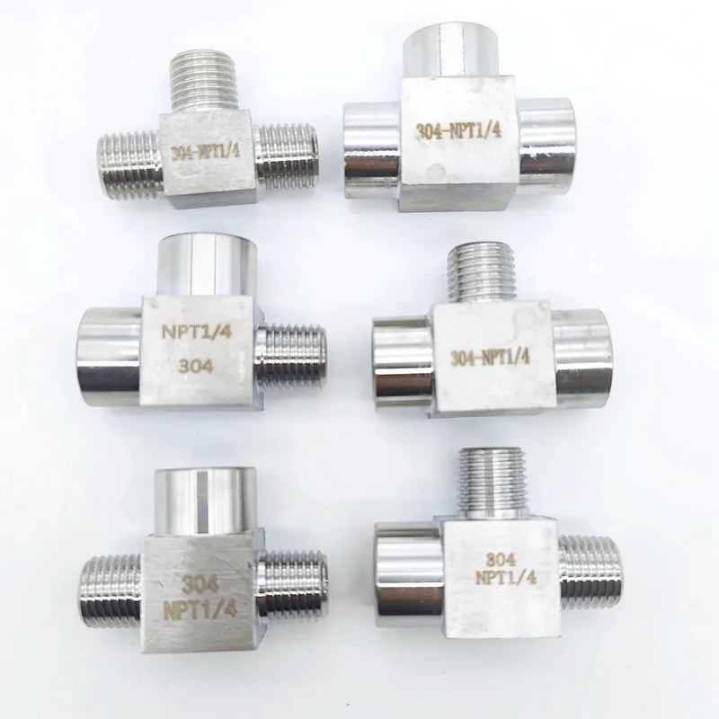 1/8" 1/4" 3/8" 1/2" BSP NPT Female Male Tee 3 Ways 304 Stainless Steel Pipe Fitting Connector Splitter Block High Pressure