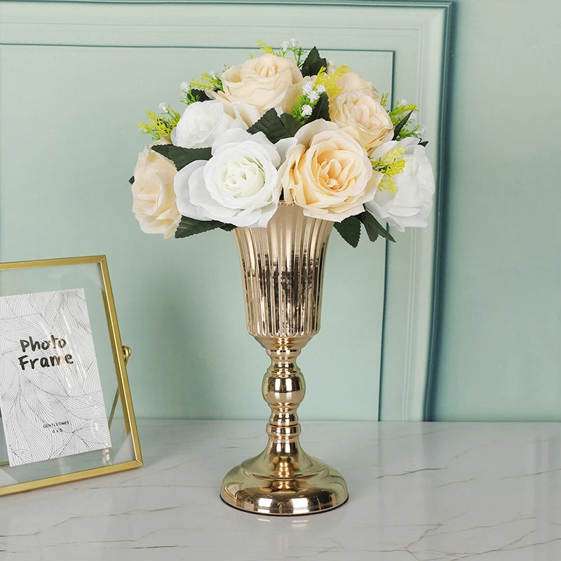 Table Gold Iron Vase Candle Holder Arrangement Wedding Flower Centerpiece Vase Wedding Props Vase Home Decoration Furnishings