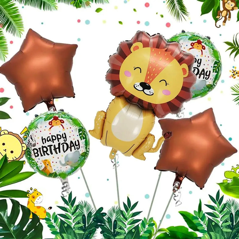 Forest Animal Balloons Jungle Themed Decorations Aluminum Film Balloons Crocodile Monkey Inflatable Balloons Birthday Party