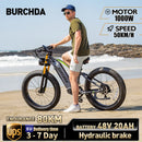 BURCHDA RX80 1000W50KM/H Mountain Electric Bicycle 48V20AH Lithium Battery 26 Inch Fatbike Electric Bike For Adults Motorcycle