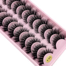 False Eyelashes Cat-Eye Fluffy Faux Mink Lashes 8D Wispy Lashes 10 Pairs Pack Dramatic Long Thick Volume Eyelashes