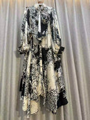 New 2024 Autumn Fashion Irregular Party Midi Dress Female long Sleeve Elegant Loose Print Casual Evening Dress For Women ﻿