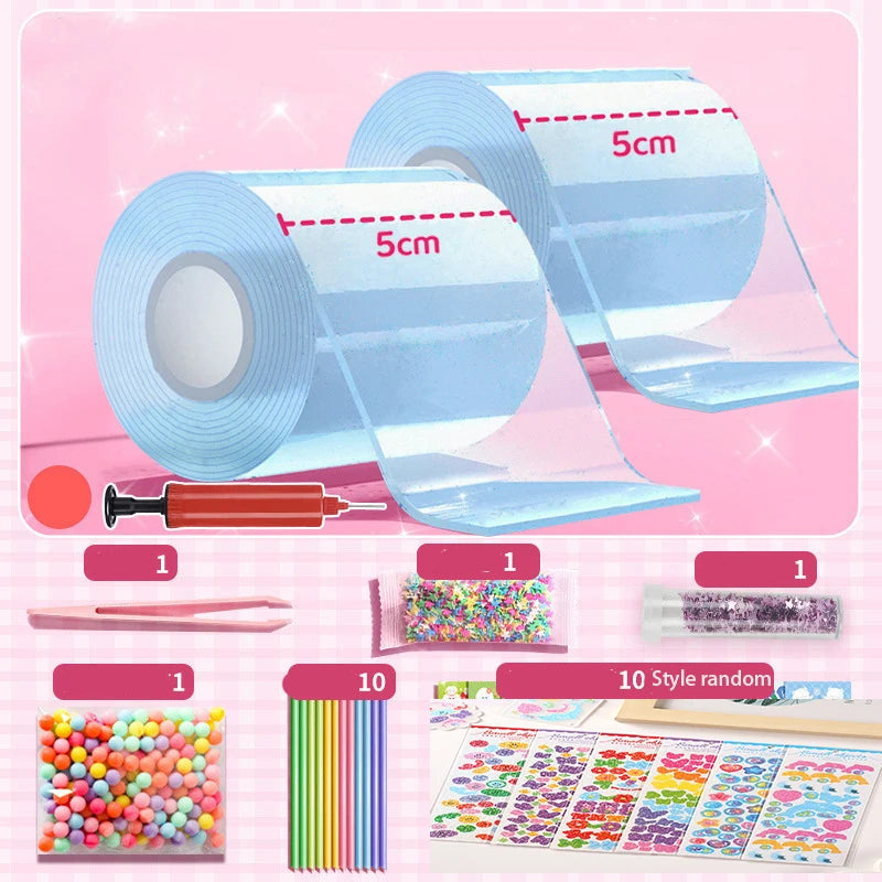 PET Nano Glue DIY Blow Bubble Nano Tape Nano Glue Double Sided Tape Nano Tape Sticky Ball Tape DIY Crafts Tape Toys Kids