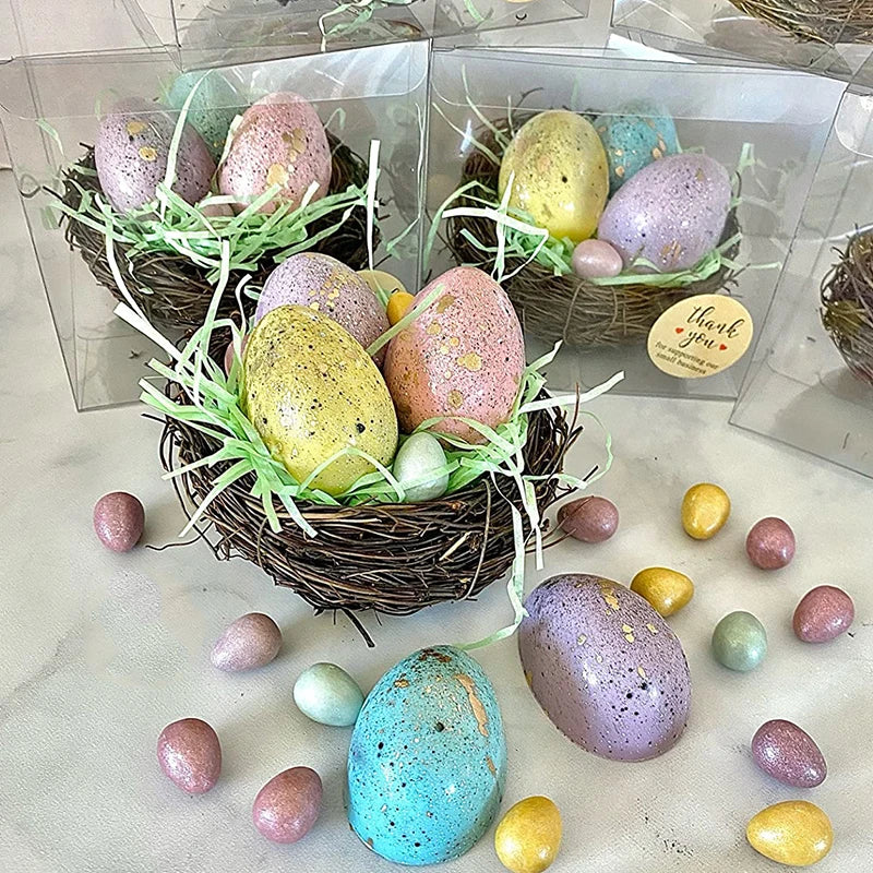 8-20cm Nature Rattan Bird Nest Easter Egg Decoration Prop Artificial Nest for Easter Party Home Garden Decoration DIY Craft