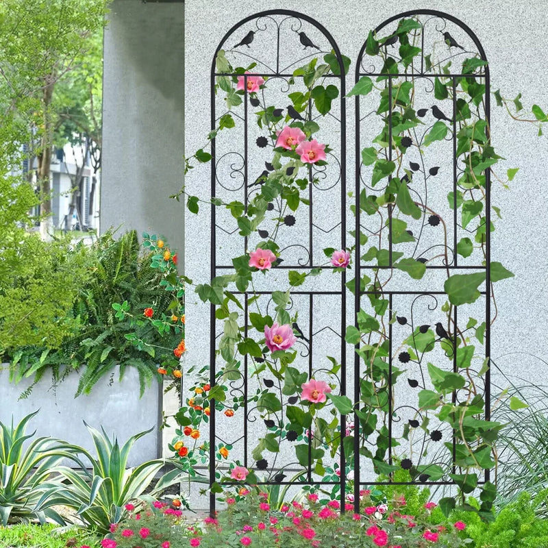 2 Pack Climbing Plants Trellis Metal Garden Fence for Vines Vegetables Flowers