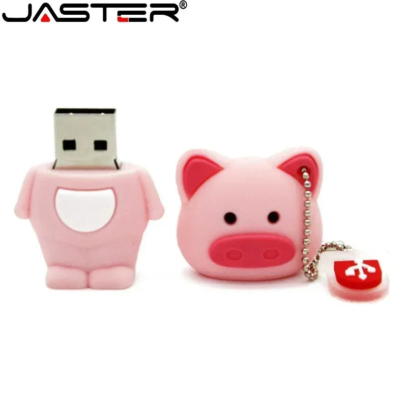 JASTER Cartoon Animal USB Flash Drive 4GB 16GB 32GB 64GB  High speed U Stick 2.0 Wedding Holiday Gift Pendrive With Key Chain