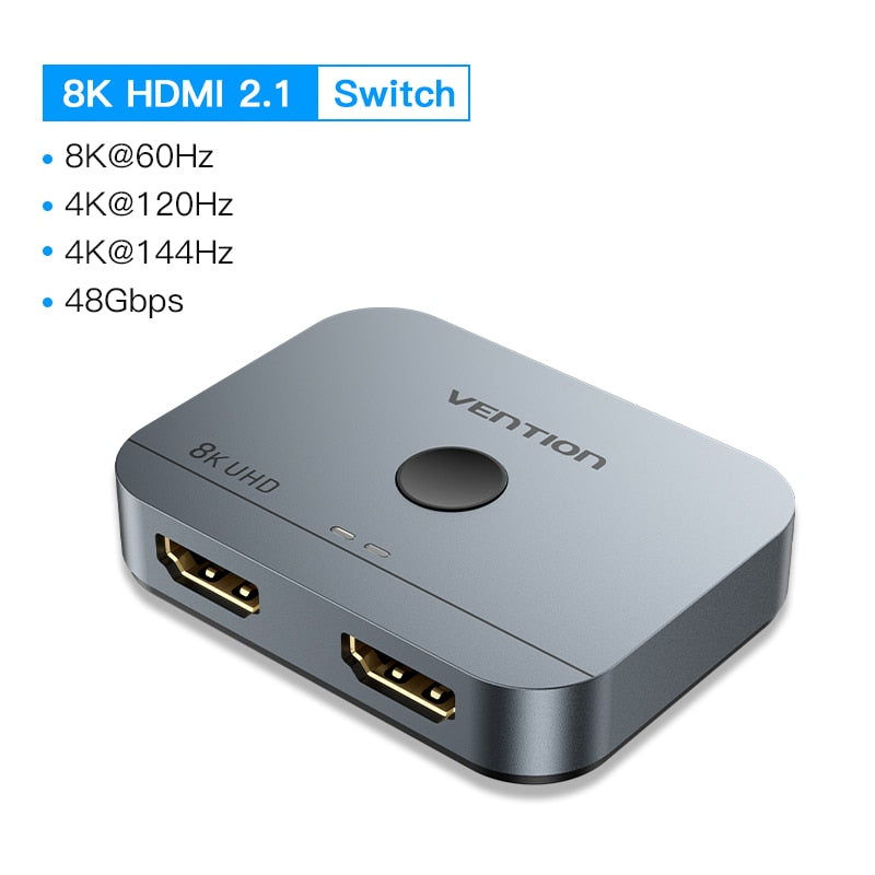 Vention HDMI Switcher 8K Bi-Direction 2.1 HDMI Switch 1x2/2x1 Adapter 2 in 1 Out Converter for PS4/5 Xiaomi TV Box HDMI Splitter