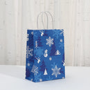 6Pcs Blue Christmas Theme Paper Gift Packing Bags Snowflake Snowman Shopping Bag for 2025 Xmas Navidad Christmas Party Deocr