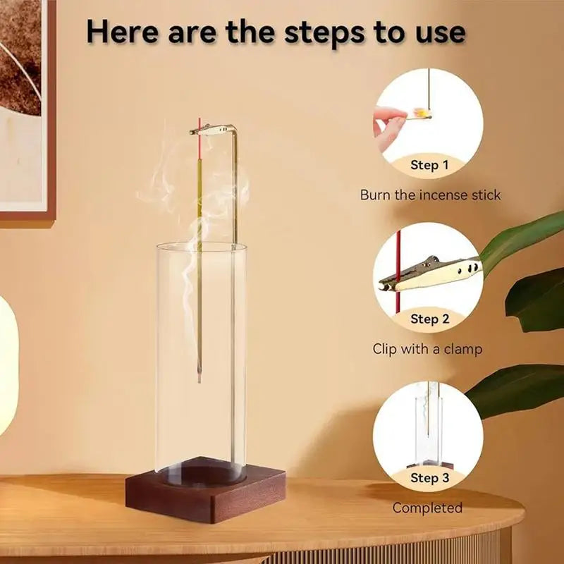 Incense Stick Burner Anti-Ash Flying Stick Incense Burner With Removable Glass Flameproof Incense Stand Mess-Free Ash Catcher