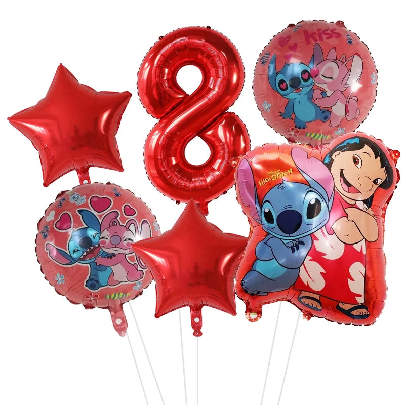 6pcs Disney Lilo & Stitch Party Balloons Stitch 32" Number Balloon set Baby Shower Birthday Party Decorations Kids Toy Gifts