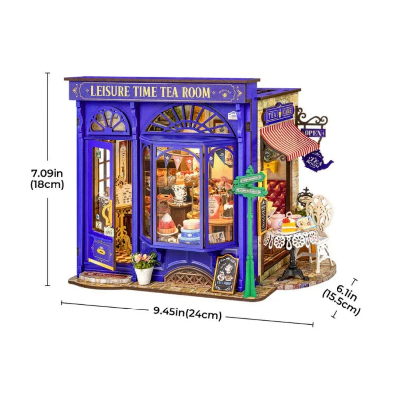 Robotime Rolife Leisure Time Tea Room DIY Miniature Dollhouse Kit Crafts Hobbies Amazing Gift for Women Children DG171