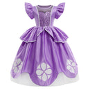 Disney  Little Princess Sopfia Frock Fancy Birthday Sofia Party Dress for Girls Sequined Bodice Flying Sleeve Carnival Costume