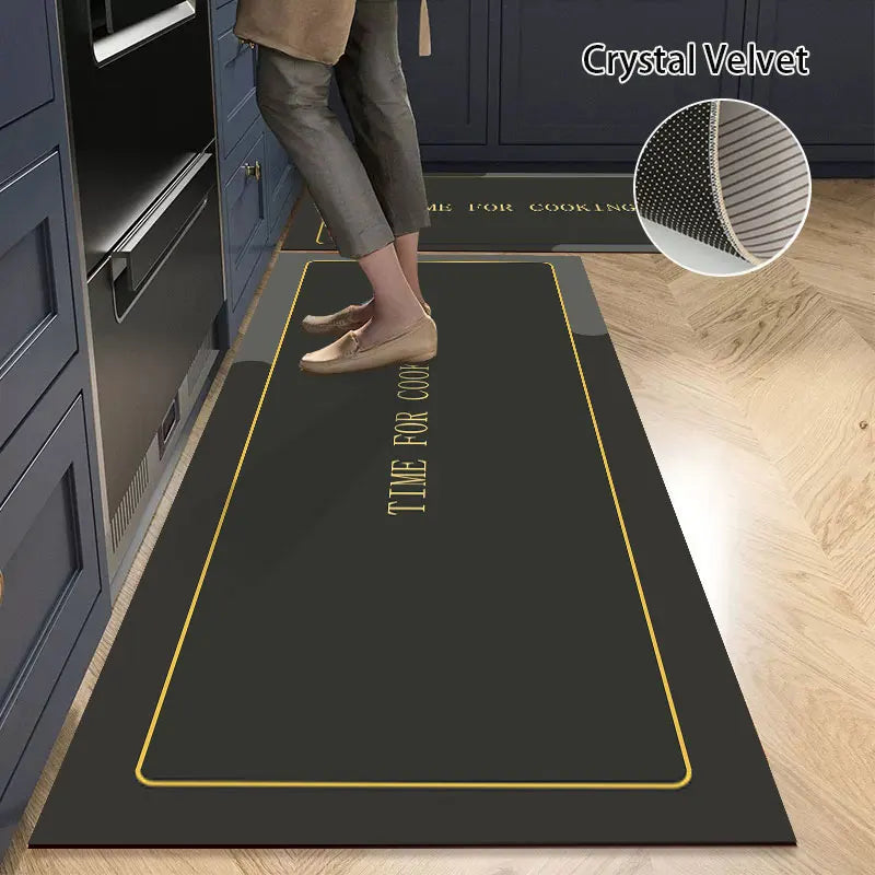 Cooker Pattern Kitchen Mat Absorbent Long Rugs Crystal Velvet Carpet for Living Room Kitchen Foot Mats Doormat Alfombra tapis