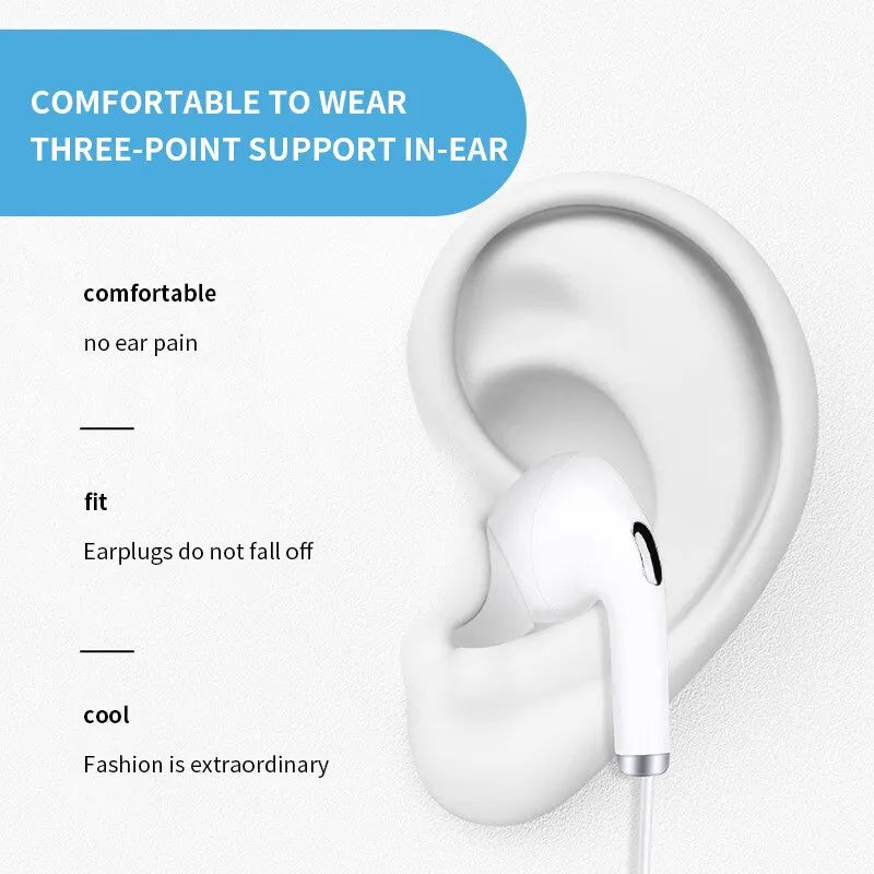 White Wired Headset With Microphone In Ear Game Mobile Phone Computer Live Recording 3.5 Interface Macaron Headset