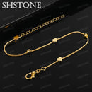 SHSTONE 18K Gold Solid Heart Beads Bracelet For Woman Fashion Charm Jewelry Lady Cute Hand Chain Wedding Bangles Birthday Gifts