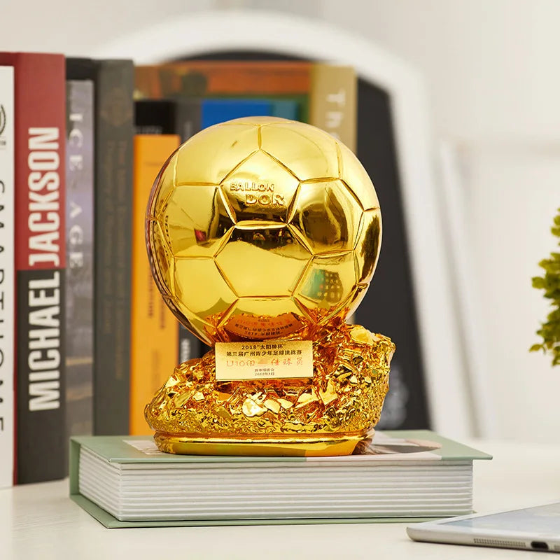 Golden Ball Football Cup Football Trophy Office Decoration with Electroplated Technology Football Cup Resin Gift Memorabilia