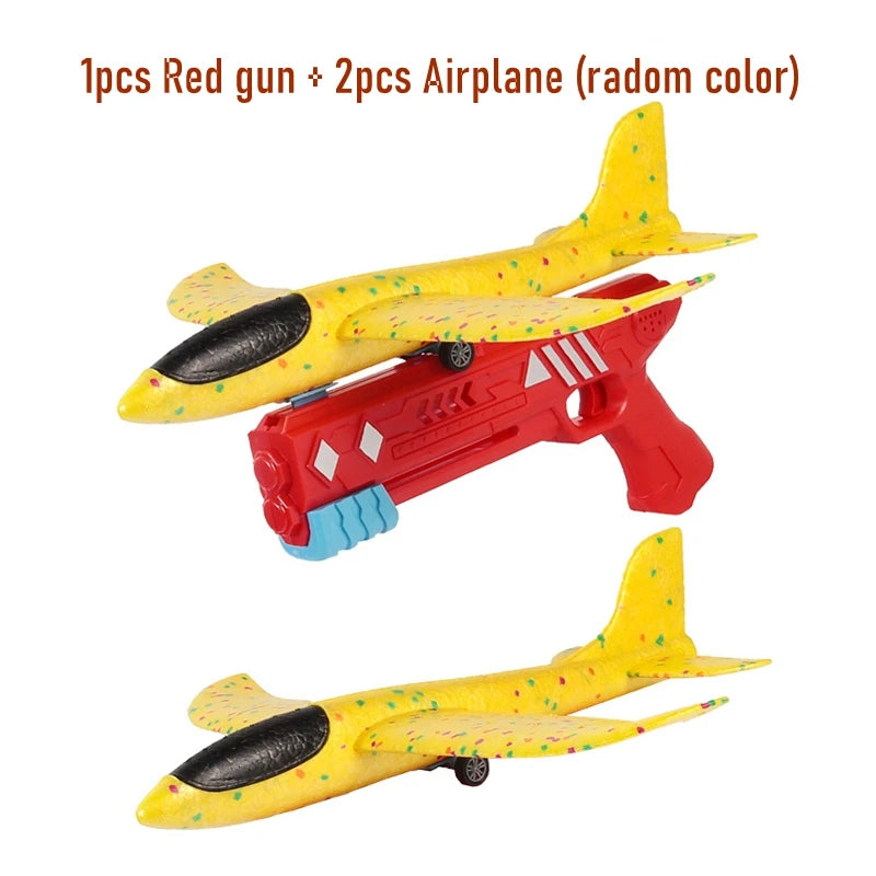 Kids Toys Catapult Plane Gun-style Launching Aircraft Gunner Throwing Aircraft Toys for Boys Birthday Christmas Gifts