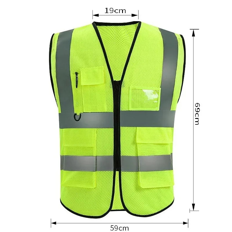 Summer Unisex Mesh Safety Vests High-Visibility Durable Breathable Zippered Pockets Comfortable Reflective for Enhanced Safety