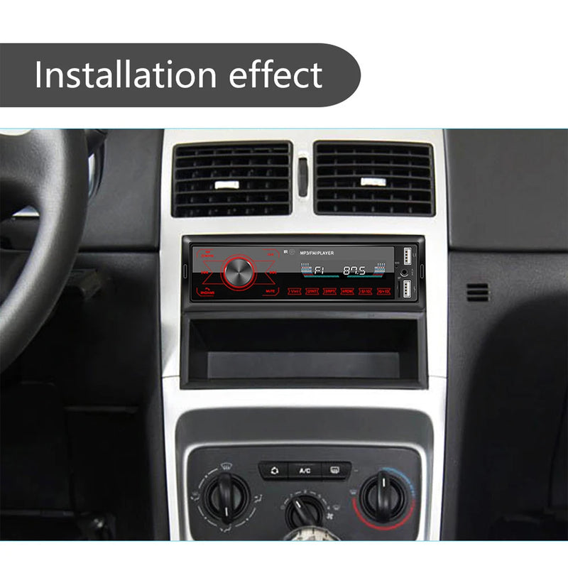 Podofo 1Din Double USB MP3 Player ISO Port Car Radio Key Touch USB 4 Channel Audio Output Bluetooth Remote Control Car Stereo