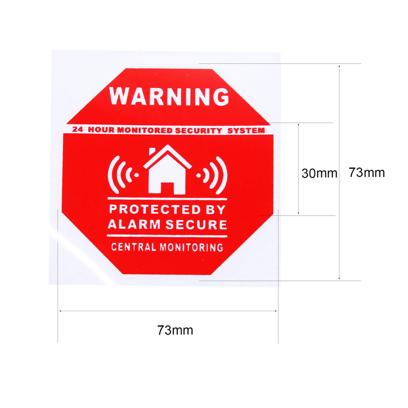 4pcs Warning Sticker "24 Hour Monitored Alarm Secure System" Self-adhesive 2.87" Safety Door Red Sign Anti-theft Decal Home Farm