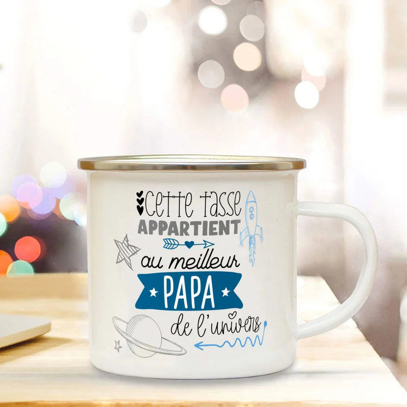 The Entire Universe Best Dad Print Coffee Cup Enamel Mugs Gift Father's Day Drink Wine Juice Cup Fathers Day Gifts Enamel Mug