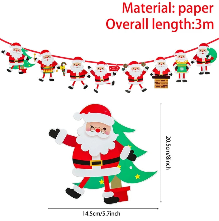 Christmas Banner 2023 Merry Christmas Decorations for Home Garland Santa Claus Navidad Natal Xmas Gift Noel Decor New Year 2024