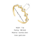 YACHAN Classic Minimalist Floral Zircon Rings For Women Fashion Stainless Steel High Quality Wedding Jewelry