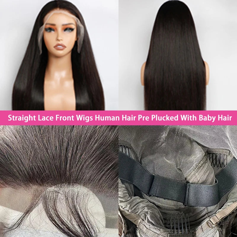 Straight Lace Front Wigs Human Hair Transparent Lace Front Human Hair Wigs for Women Brazilian Virgin Hair Lace Frontal Wig