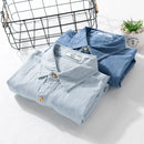 2024 Summer New Casual Denim Short Sleeve Shirts Men Clothing Pure Cotton Thin Soft Streetwear FY9358