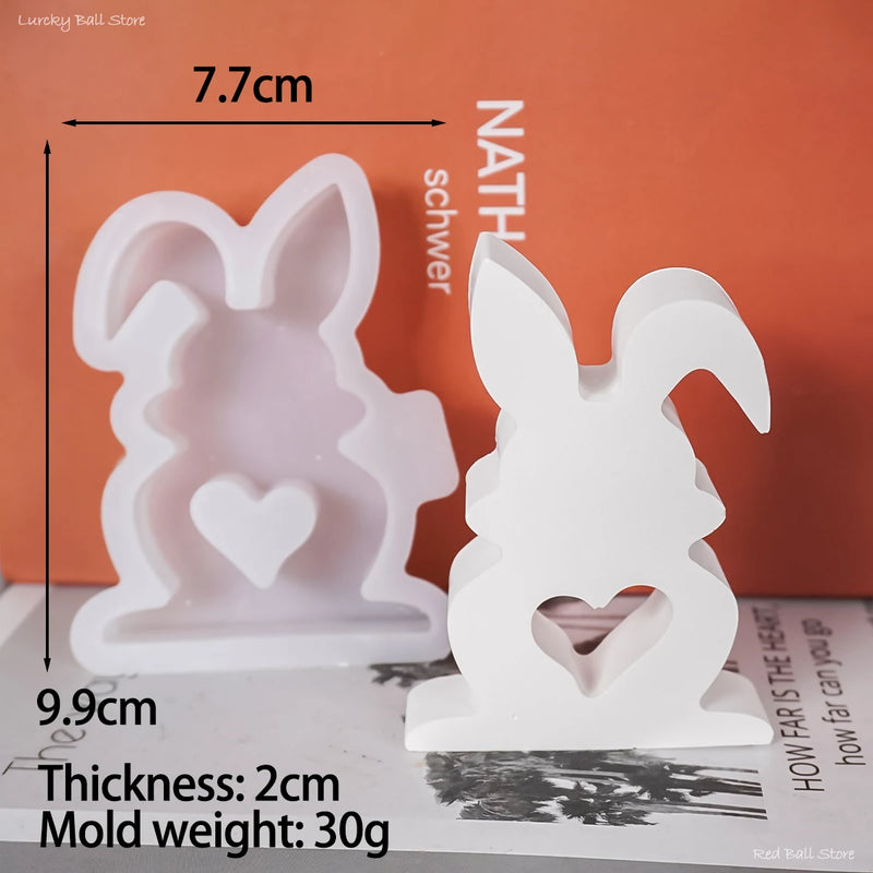 Love Rabit Silicone Candle Mold DIY Easter Heart Bunny Ornament Craft Gift Making Molds Soap Plaster Resin Home Decor Tools