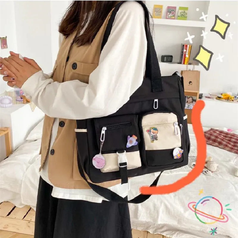Waterproof Canvas Women Handbags Shoulder Bag Nylon Ladies Messenger Bag Oxford Crossbody Bags Tote Book Bags for Girls Satchels